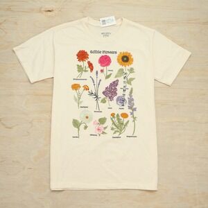 Women's Medium Graphic T-Shirt Mighty Cream Edible Flowers Brand New